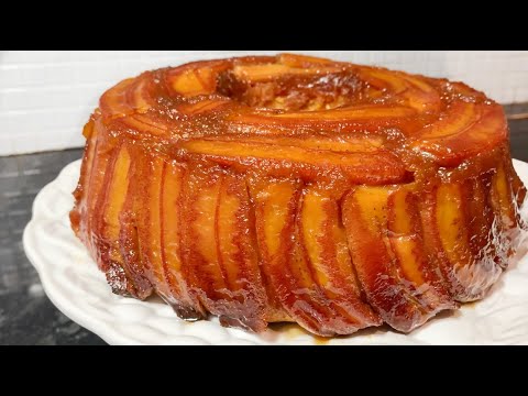 Bolo Rapido e Gostoso de Banana Caramelizada | Bizcocho volteado de banana| Upside down banana cake