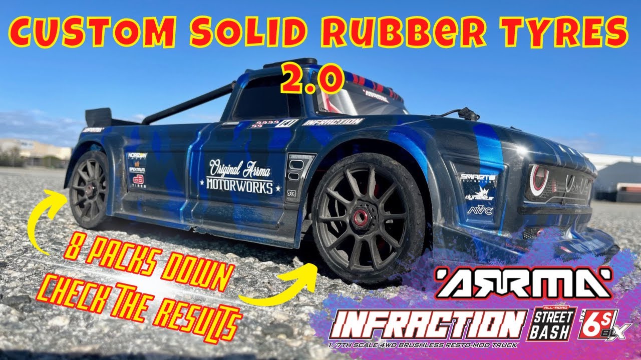 'VIPAZ' SOLID RUBBER TYRES 2.0 for Arrma Infraction 6s - Results are in after 8 packs 