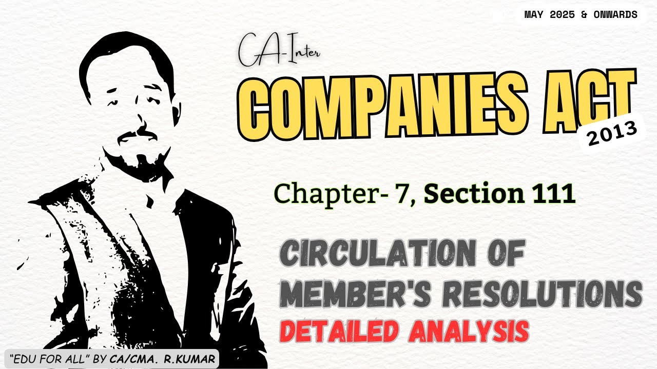 Ch-7 | P-18 | Section 111 | CIRCULATION OF MEMBER'S RESOLUTIONS | Companies Act 2013 | CA-Inter