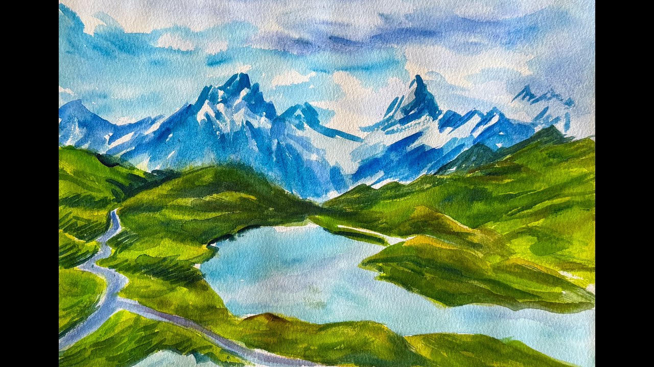 N1018 水彩风景Watercolor Landscape 수채화풍경- YouTube