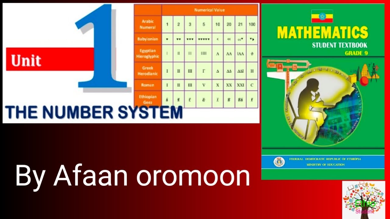 Ethiopian grade 9 maths unit 1 (Afaan oromoon)// The number system ...