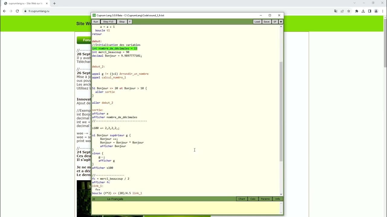 Programming in French with CuprumLang. Nouvelle version à venir. - YouTube
