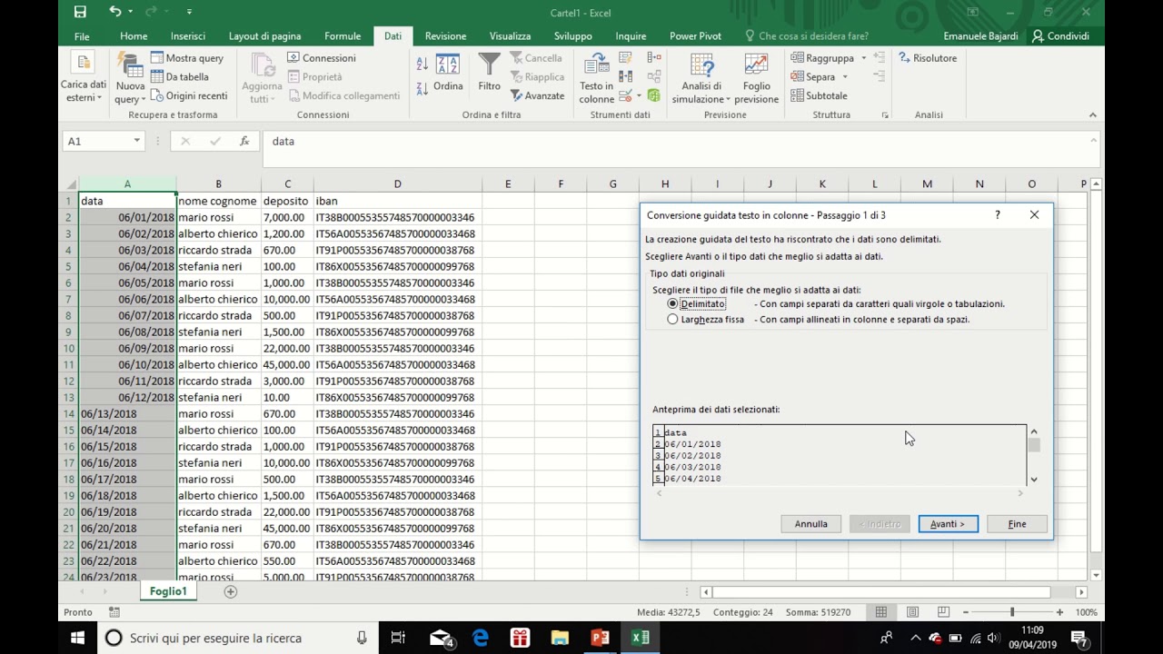 Excel testo in colonne YouTube