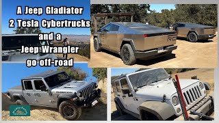 Jeep Gladiator 2 Tesla Cybertrucks and a Jeep Wrangler | Day at a off-road park Northern California