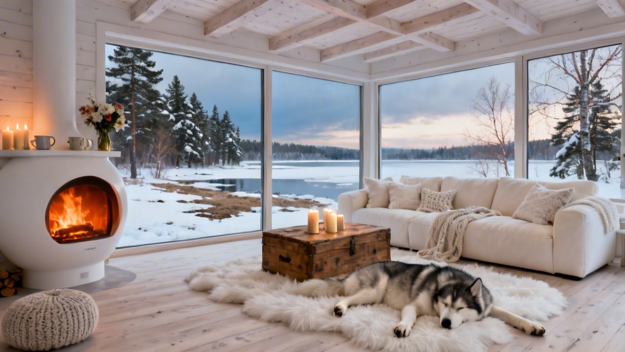 Cozy Nordic Cabin 🔥 Winter Night Ambience for Relax & Sleep