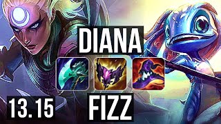 DIANA vs FIZZ (MID) | 71% winrate, 6 solo kills, Dominating | EUW Master | 13.15