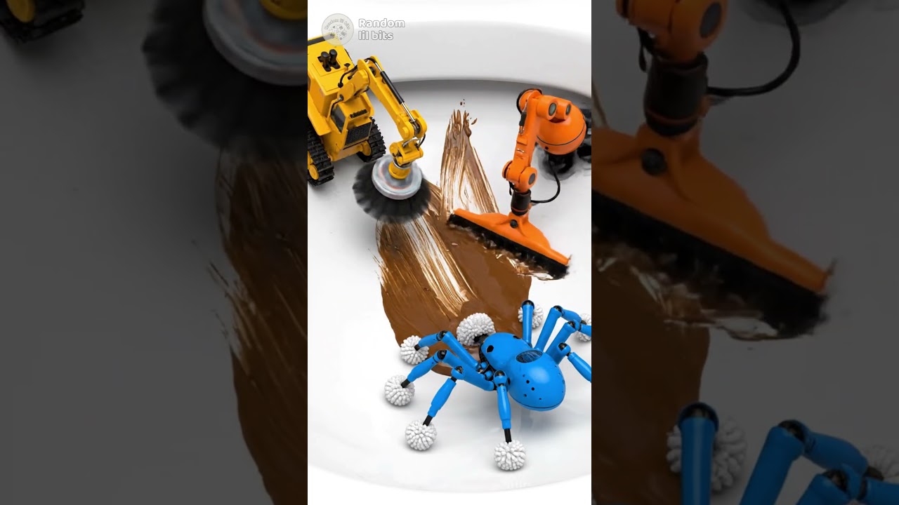 Robots clean toilet  