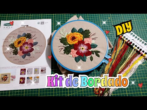 Kit de Bordado para cuadro de mis Flores de Tela DIY 