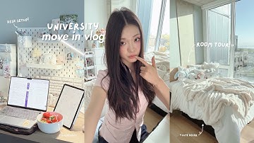 move in vlog 🍓 packing for uni, room tour, shopping, unpacking + decorating, settling in