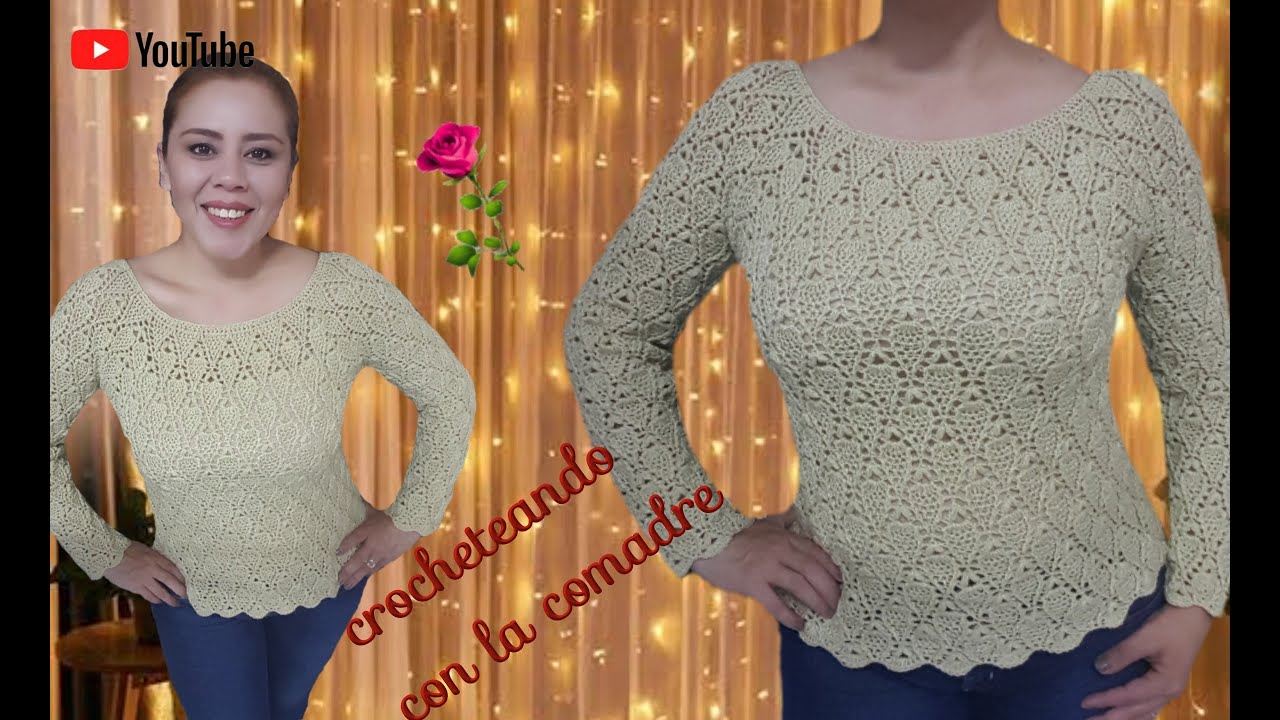 Tutorial Blusa Hojitas Parte #1💄💋 crocheteando con la comadre