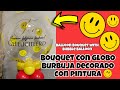 Cómo hacer un Bouquet con globo burbuja decorado con pintura y sticker | Bubble Balloon Bouquet