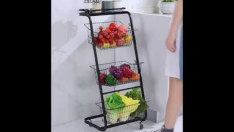 INRLKIT 4 Tier Fruit Basket Stand Cart with Wheels