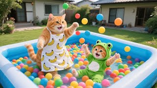Ginger Kitten Love Playing With Balls, Mama Cat Creates Giant Ball Pool 🐾🔴💦 | Funny Cat Videos
