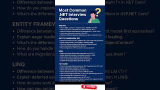 .NET Interview Questions - Most COMMON Questions #interview #shorts #trending