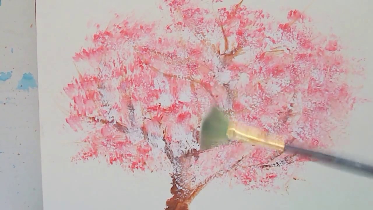 桜の花風景の描き方の実例を インターネット絵画教室３分動画で解説 Youtube