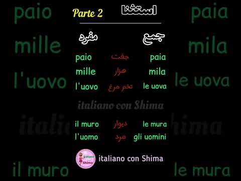 Shorts اسمهای استثنا در زبان ایتالیایی Parte 2