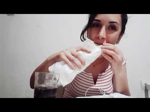 MUKBANG • შაურმა თუ დონერი იისფერი კომბოსტოთი და ცხარე ქათმის ხორცით • ძალიან მშია