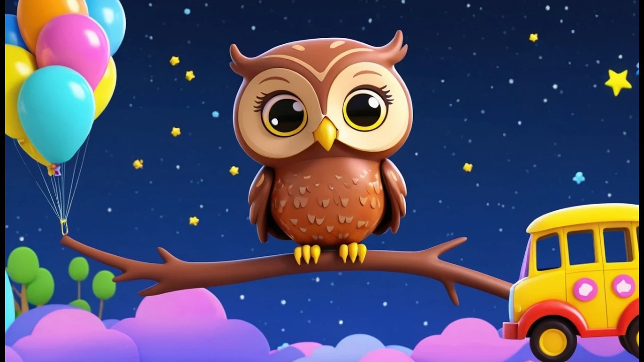 Petit Hibou voyage en taxi ballon 🌙🦉🎈