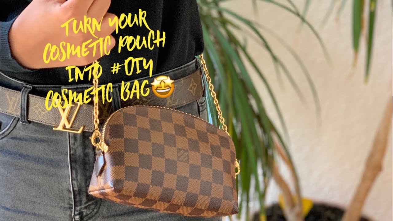 LOUIS VUITTON DIY: COSMETIC POUCH TO CROSSBODY BAG! + WHAT FITS & WHAT'S IN  MY BAG