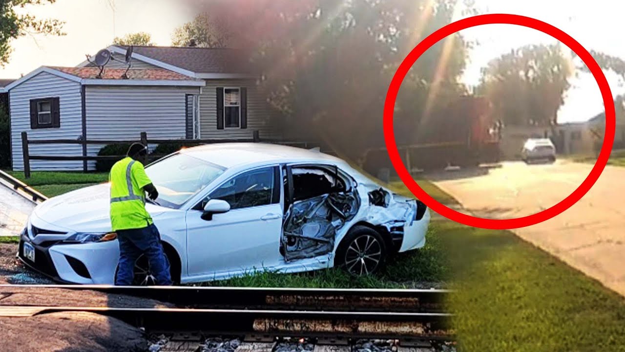Car Gets Hit by Train and Cops Rush to Help Driver