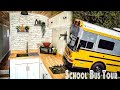 SKOOLIE TOUR: Self build skoolie into gorgeous TINY HOME without experience