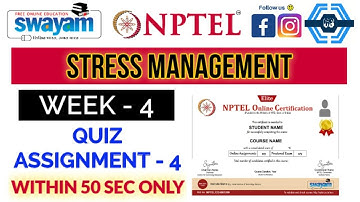 Stress Management - NPTEL || WEEK 4 QUIZ ASSIGNMENT SOLUTION ||