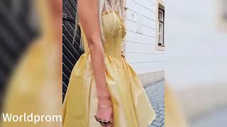 Bright Yellow Satin Corset Mini Dress | Summer Party Outfit Idea