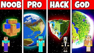 Minecraft Battle: NOOB vs PRO vs HACKER vs GOD INSIDE PLANET HOUSE BASE BUILD CHALLENGE in Minecraft