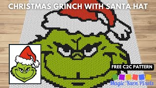 FREE C2C Graph & Pattern - Christmas Grinch With Santa Hat - C2C & Tapestry Crochet Pattern