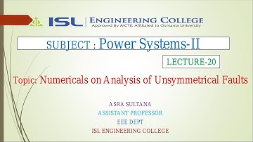 |Powerystems- 2|Lecture- 20|Numericals on Analysis of Unsymmetrical Faults|