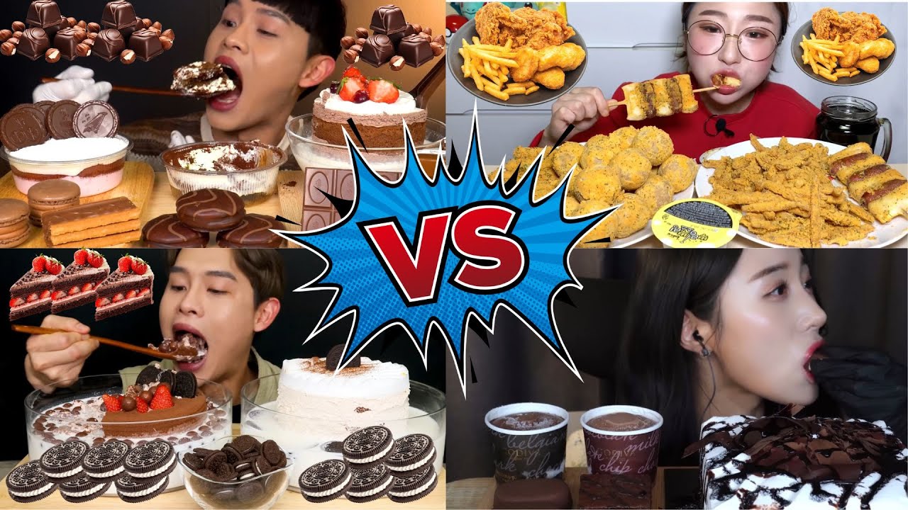 Sweet vs Spicy Mukbang Challenge | Chocolate Desserts vs Crispy Fried Food ASMR