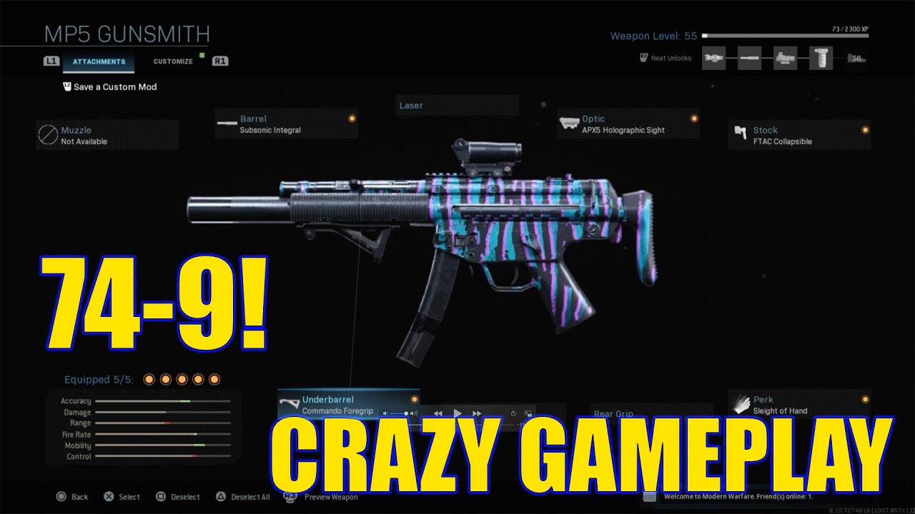 New MP5 build = 74 kills on ShootHouse - COD Modern Warfare - YouTube