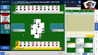 Bridge Just Declare on BBO. Set up the long suits. It felt bad but 61%? Inside the Head of OconDad