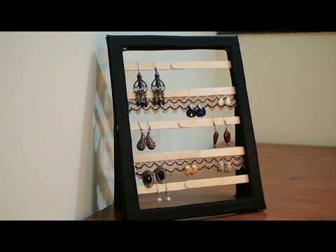 HOW TO MAKE AN EARRING RACK, diy, organizer storage 