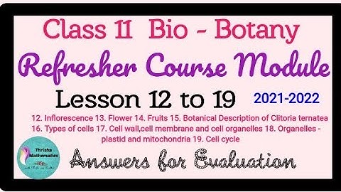 Refresher course module Class11 Bio-botany ~ lesson 12 to 19 Evaluation answers