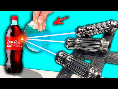 ЧТО ЕСЛИ ТРИ МОЩНЫХ ЛАЗЕРА - УСИЛИТЬ ОГРОМНОЙ ПРОЖИГАЮЩЕЙ ЛИНЗОЙ ..?!