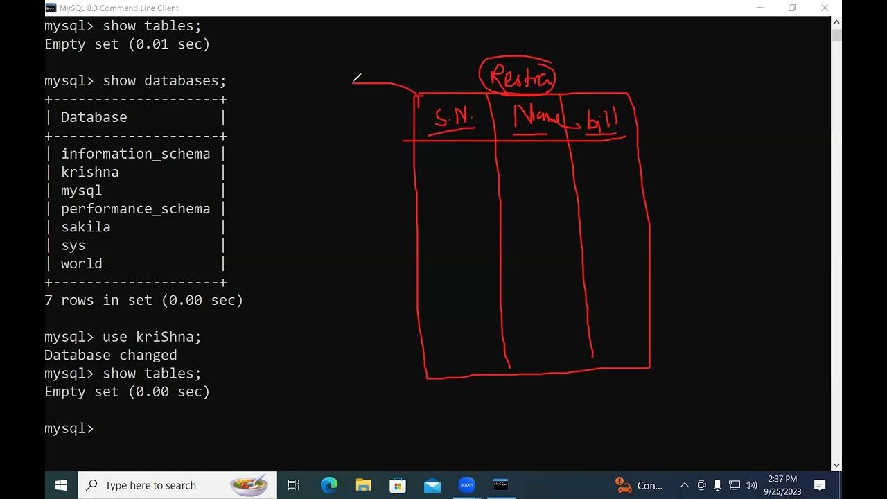 MySQL with SQL create table, create database/schema Part 1 - YouTube