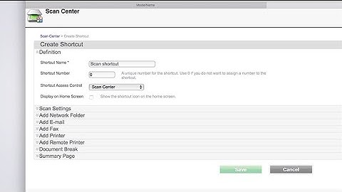 Scan Center—Creating a shortcut for administrators