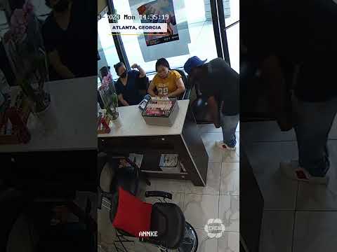 Nail salon robbery caught on camera goes wrong as customers completely ignore demands #shorts