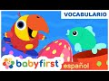 Nuevas palabras y colores con Larry Huevos Sorpresa | Conociendo los Animales | Babyfirst español