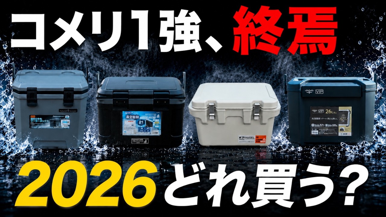 【コメリ1強、終焉】1万円台最強クーラーはどれか?話題沸騰中の真空断熱クーラーボックス4種を車内で保冷力検証(コメリ、キャプテンスタッグ、アイリスオーヤマ、JEJアステージ)