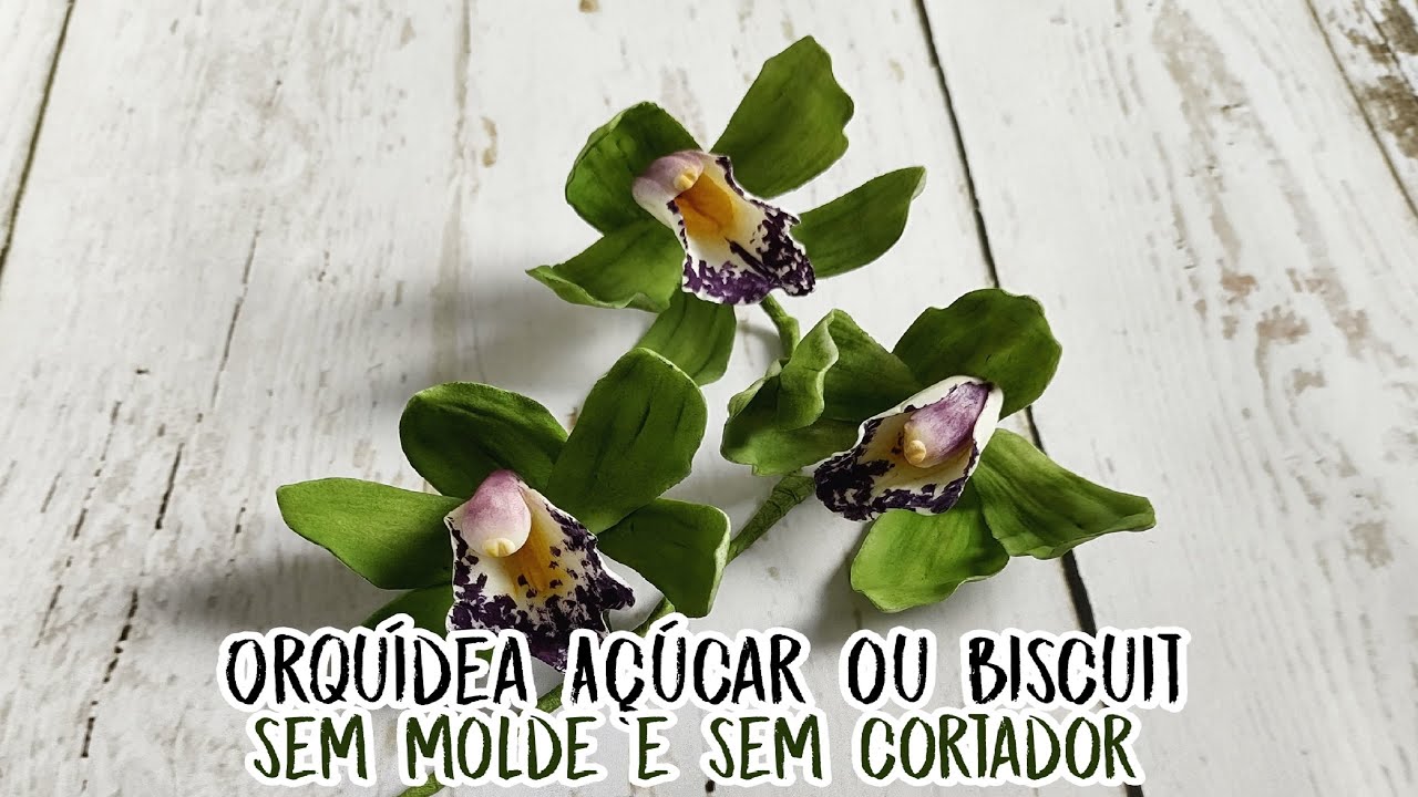 Como Fazer Flor de Açúcar: Orquidea Cymbidium (SEM MOLDE SILICONE e SEM CORTADOR INOX)