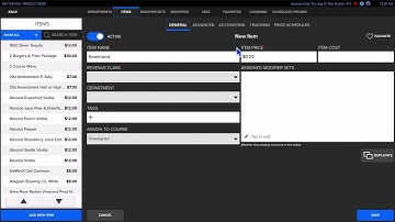 SkyTab POS: Menu Settings - Create a New Item