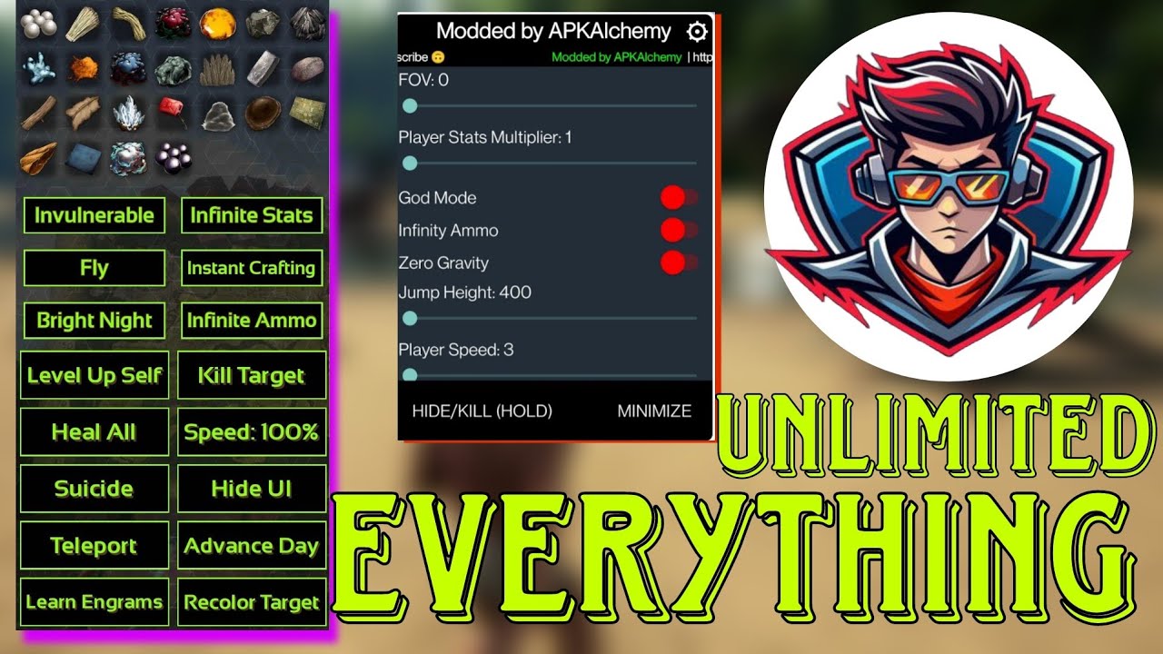 Ark Mobile Mod apk 2025! God Console Unlimited Amber Unlimited everything Free Crafting No Password