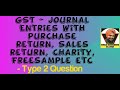 GST - JOURNAL ENTRIES (Purchase return, Sales Return, Charity, Samples) - Type 2 Question - Video -