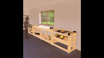 DIY 2x16 Compact Workbench Plans, Build Your Own Workshops #ad #woodworking #workbench #diyprojects