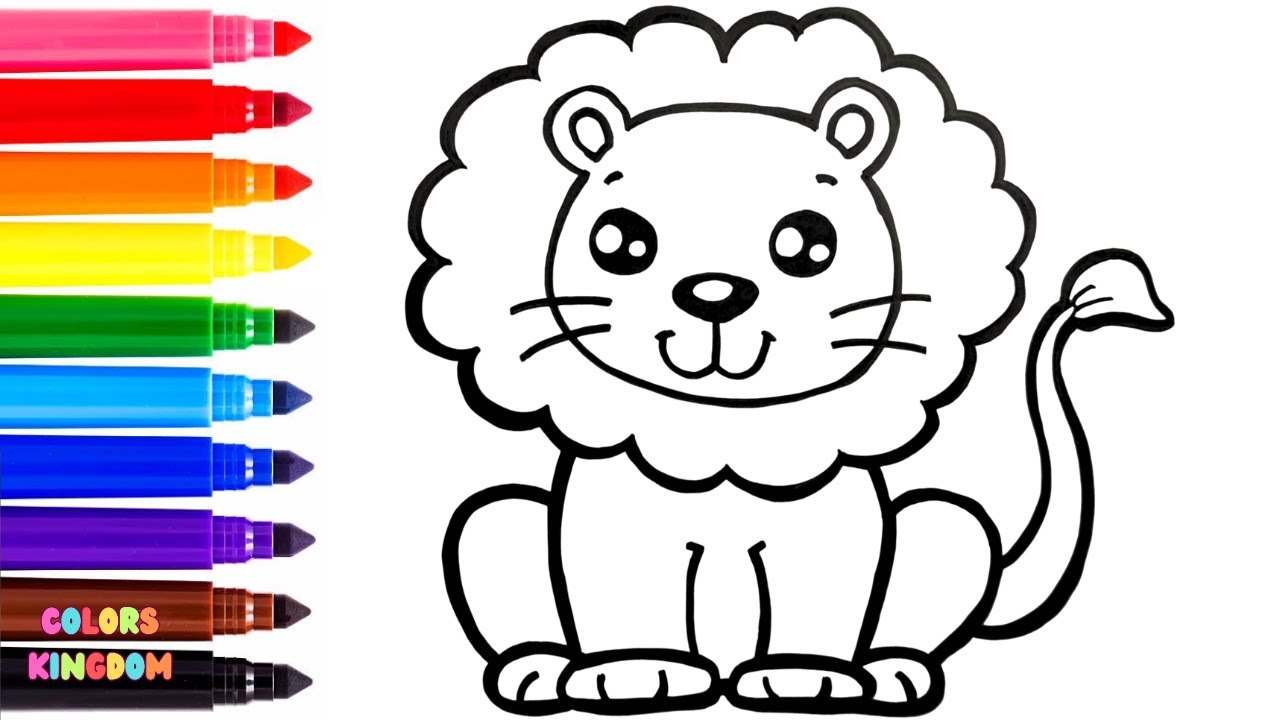 How To Draw A Lion 🦁🌈💗 Draw And Color A Cute Lion | Drawing For Kids