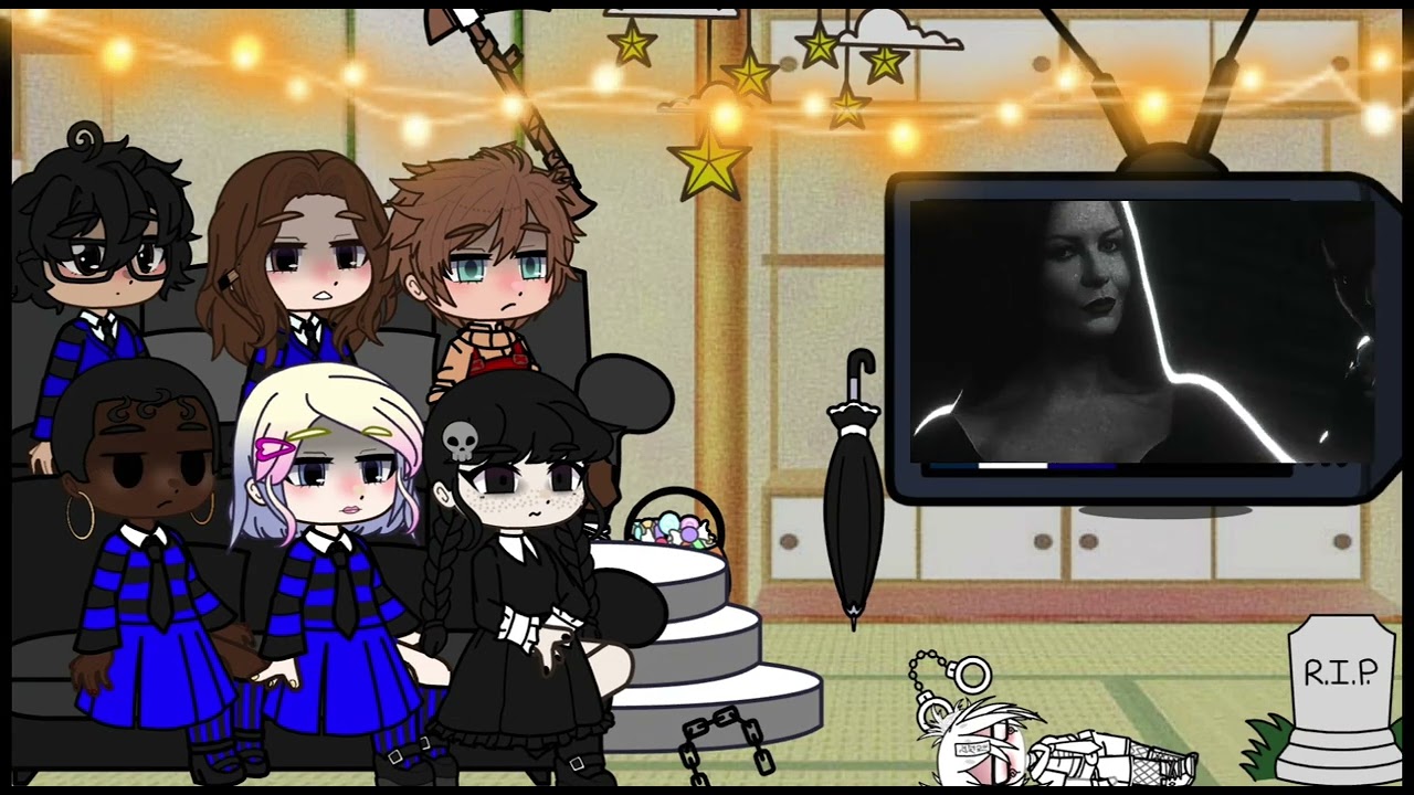 personagens de wandinha reagindo ao rap da wandinha 