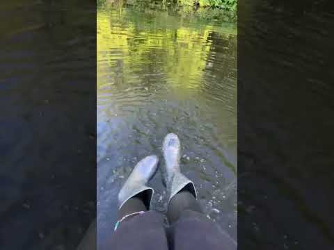Glitter wellies splash in canal