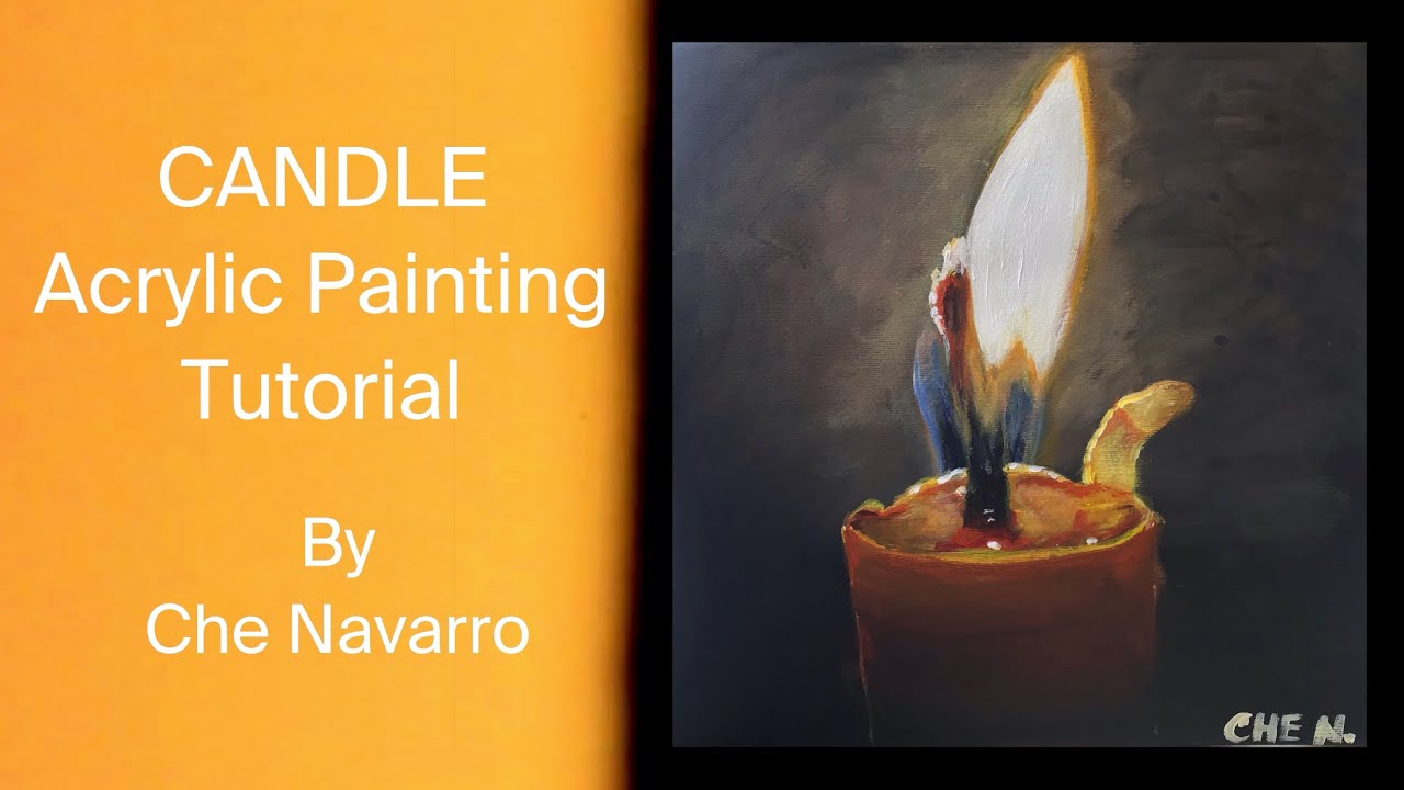 How to Paint a Burning Candle  Easy Acrylic Painting Tutorial